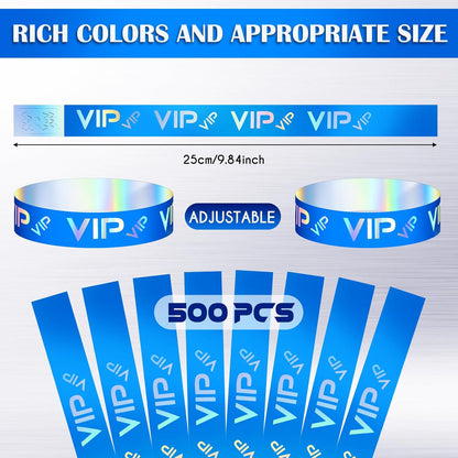 Teling 500 Pack VIP Plastic Wristbands Bracelets Party for Events VIP Custom Wristbands Plastic Bracelets Tear proof Waterproof Wrist Bands Arm Bands for Events Concerts