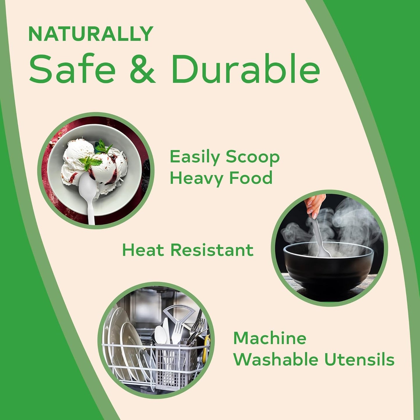 Compostable Cutlery Set, Plant-Based Compostable Utensils Disposable, Dishwasher-Safe Compostable Silverware, 380-Piece Disposable Cutlery, Plant a Tree with Every Box, Ivory White