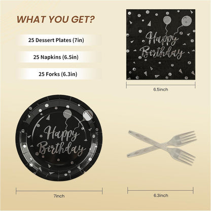 75PCS Paper Plates and Napkins Set - White and Gold Dot Disposable Party Dinnerware Includes Paper Plates, Napkins, Forks Decorations for 2026 New Year, Birthday, Wedding and Holiday, Serves 25