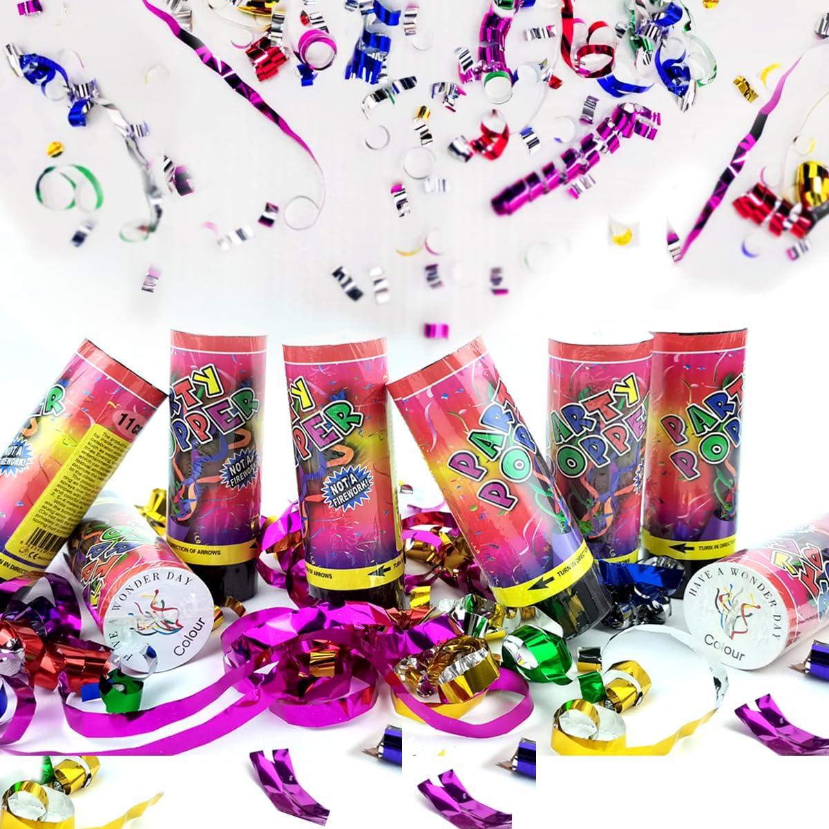 8 PCS Party Confetti Poppers Cannons for Wedding Birthday Graduation Baby Shower Anniversary Christmas New Year's Party Celebrations Supplies and Favors