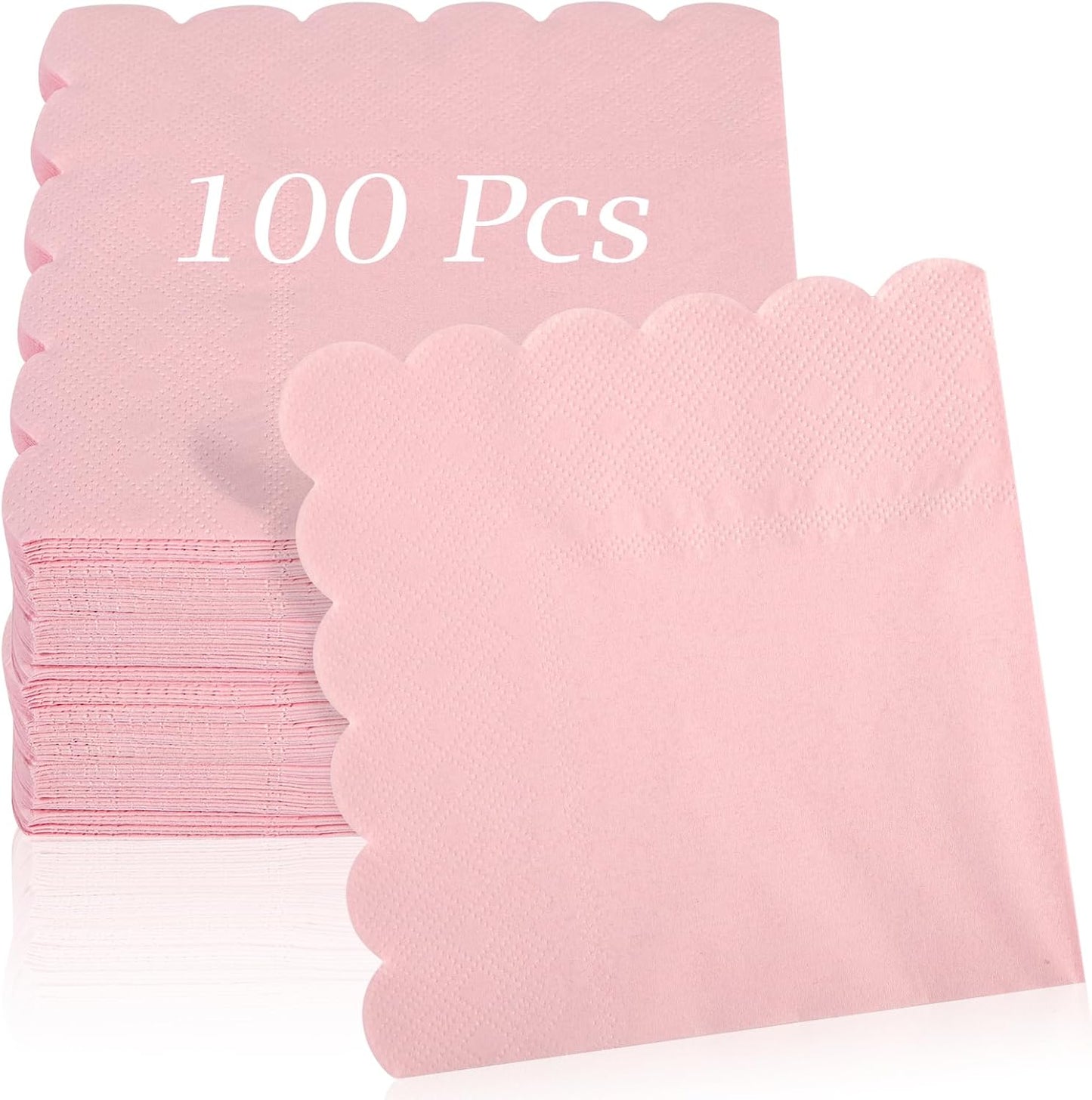 100 Pcs Cocktail Napkins, 2-Ply 5 x 5 Inches Disposable Scalloped Napkins, Thick Premium Dessert Napkins for Party, Wedding, Dinner, Birthday, Anniversary, Festival (Sage Green)