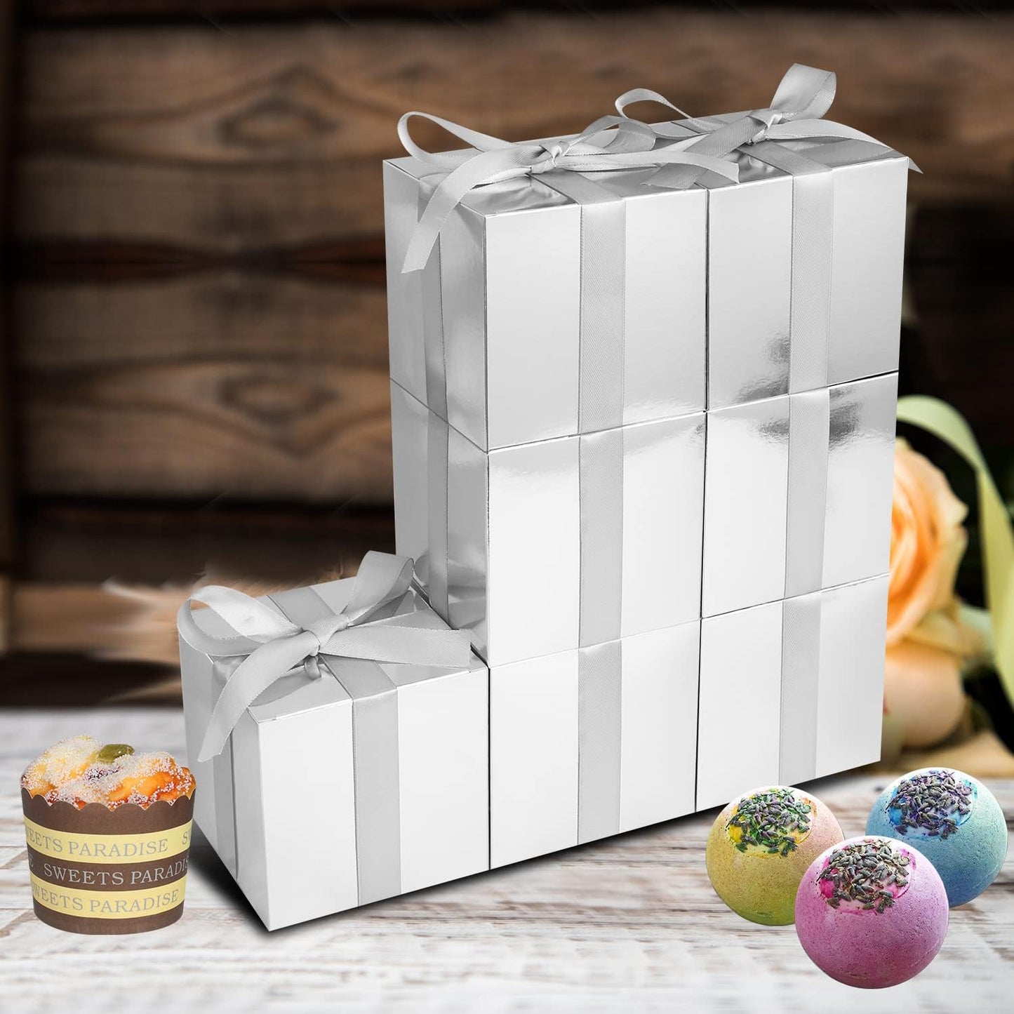 100 Pack Small Gift Boxes, 2x2x2 Inches Favor Boxes Gold Paper Gift Boxes with Lids for Presents, Crafting, Cupcake Boxes, Gifts, Candy Boxes for Wedding Party Bridal Shower Baby Shower Favors