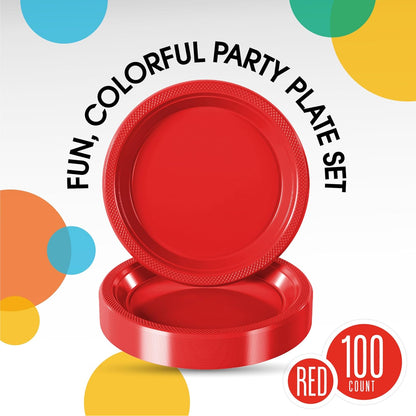 Party Solids Black Plastic Plates For Party 10" Black Disposable Plates For Party Supplies 100 Pcs Plastic Dinnerware Sets Heavy Duty 350 GSM Disposable Dinnerware Set