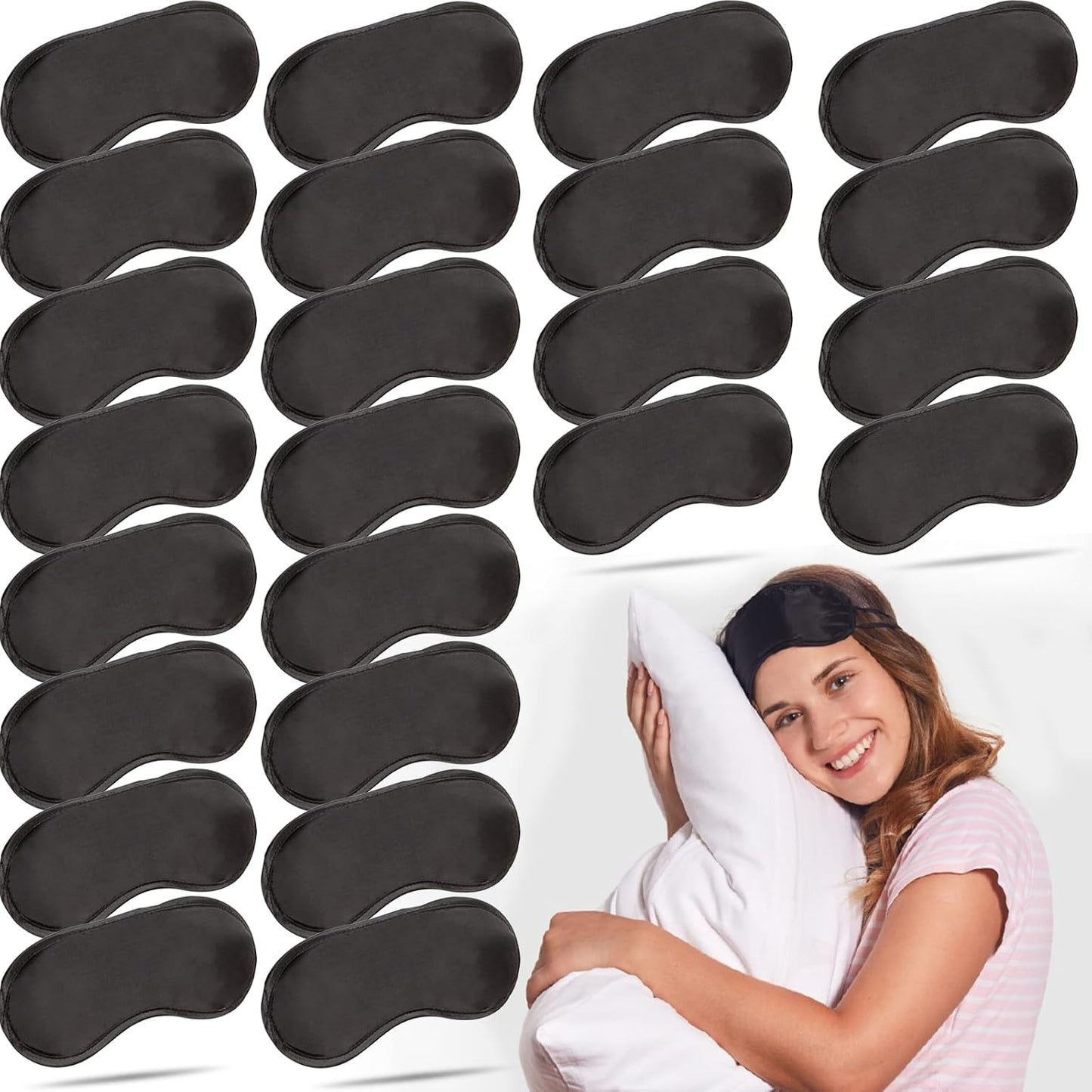 6 Pack Blindfold Eye Mask Cover Sleep Mask for Party Games Travel Sleep Team Build Party Supply with Adjustable Strap for Women Men Kids, Black