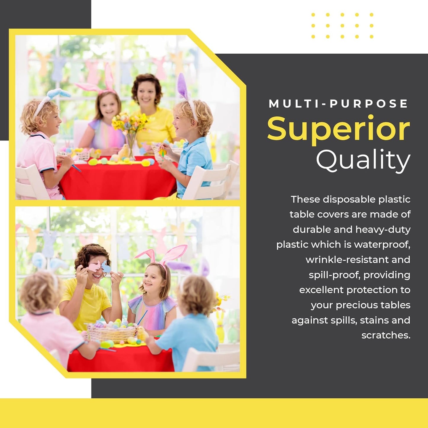 14 Pack Black 54 x 108 in. Rectangle Disposable Plastic Tablecloths - Smooth Decorative Covers for Parties, Weddings