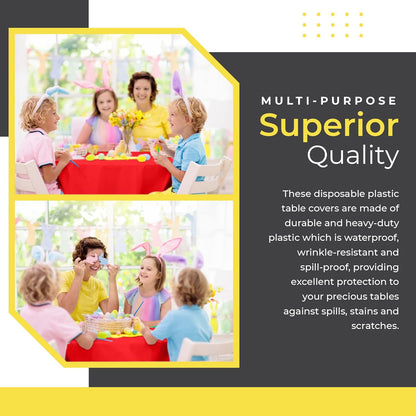 14 Pack Black 54 x 108 in. Rectangle Disposable Plastic Tablecloths - Smooth Decorative Covers for Parties, Weddings