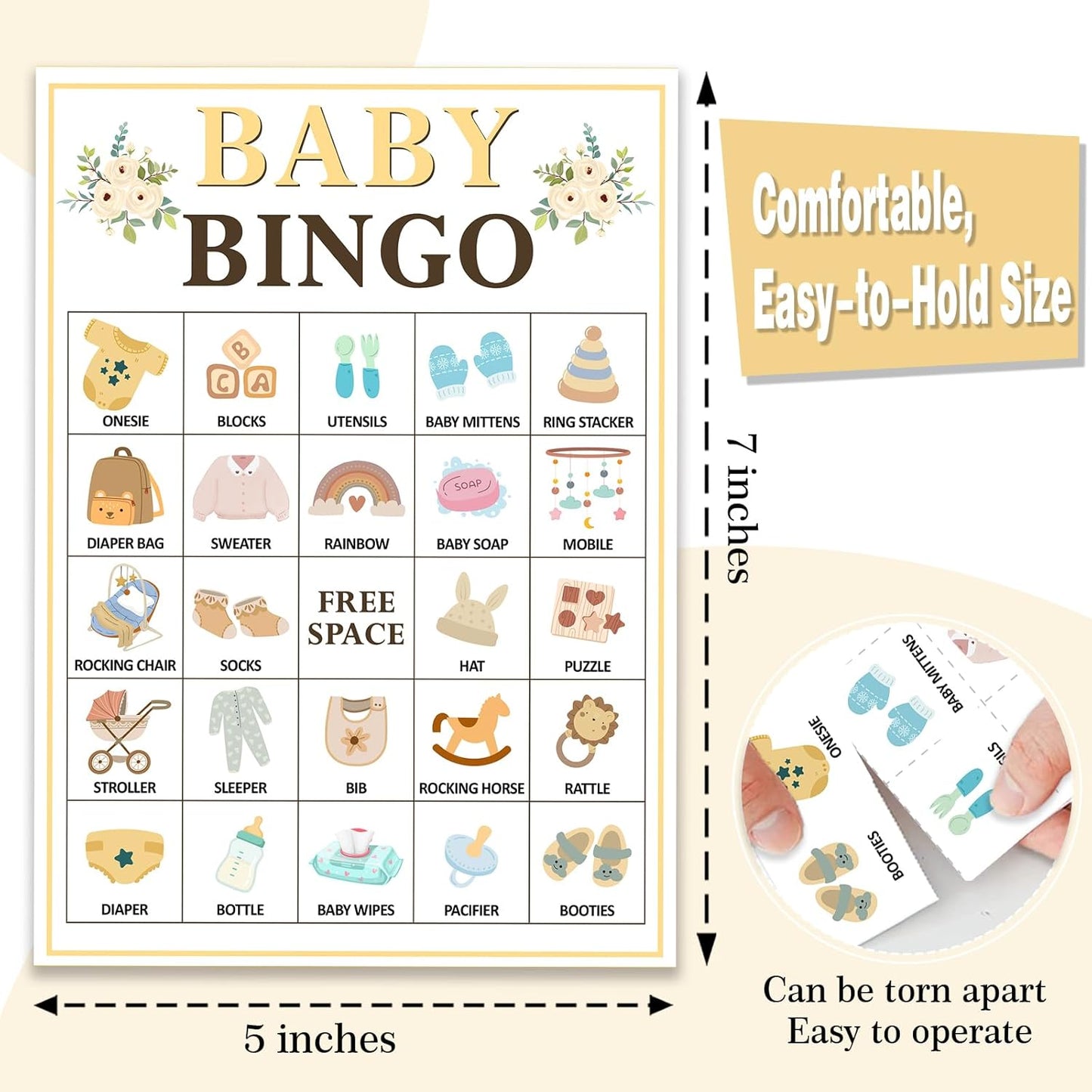 Pink Bow Baby Shower Bingo Games, 24 Player Pink Bingo Cards for Baby Shower, Gender Reveal Party Games Favors Supplies Decorations