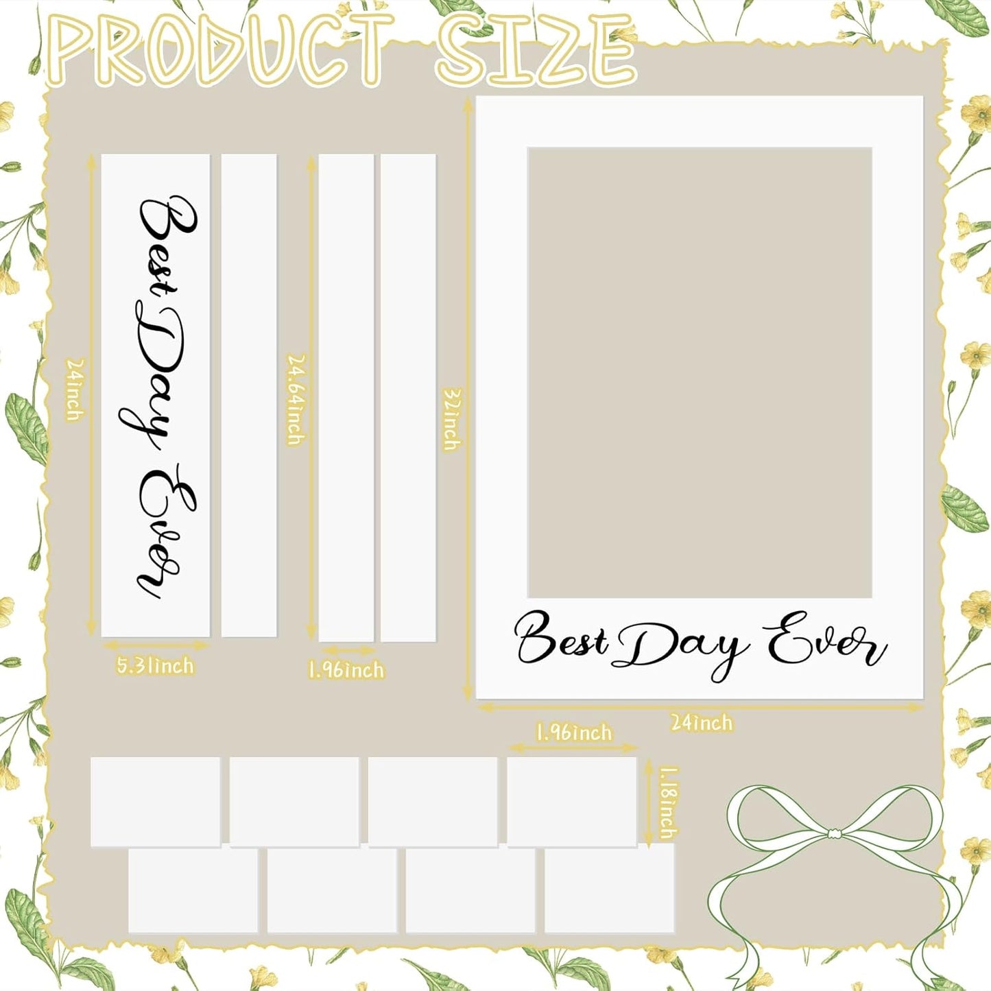 BreezeHug 32 x 24 Inch Large Wedding Photo Booth Props Frame DIY PVC Cutouts Photo Booth Selfie Frame for Wedding Bridal Shower Baby Shower Anniversary Party Supplies Decorations(Eucalyptus)
