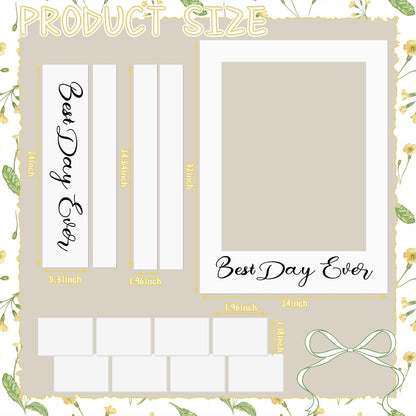 BreezeHug 32 x 24 Inch Large Wedding Photo Booth Props Frame DIY PVC Cutouts Photo Booth Selfie Frame for Wedding Bridal Shower Baby Shower Anniversary Party Supplies Decorations(Eucalyptus)