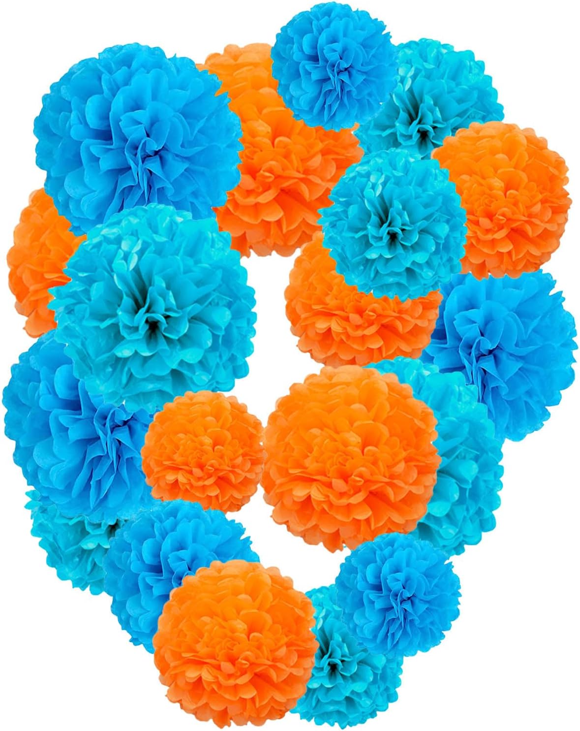 White Paper Pom Poms - Party Tissue Paper Flowers Balls - Party Hanging Decoration Supplies - Size of 10inch, 12inch, Great for Wedding, Birthday, Any Parties and Events (12 PCS)