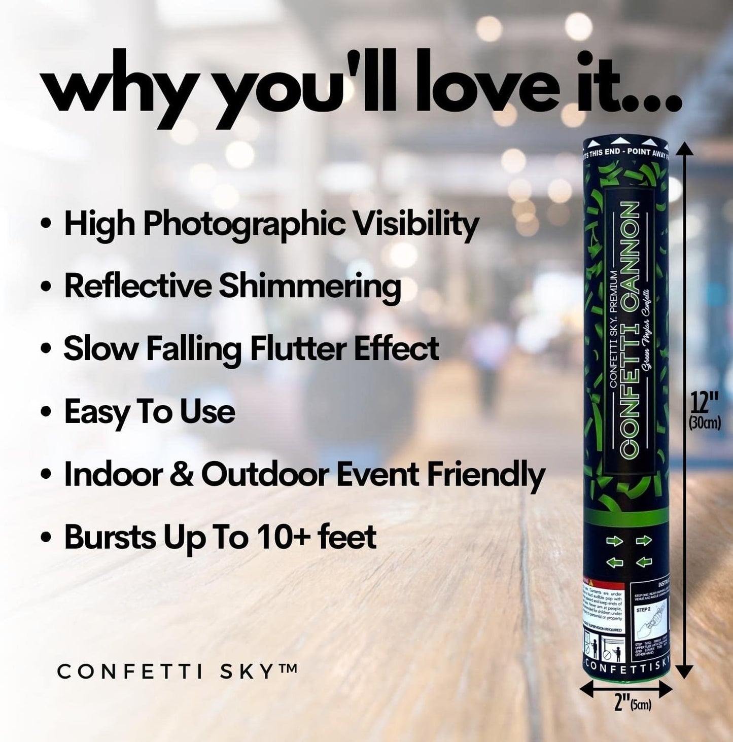 Confetti Sky [6 Pack] 12 Inch Confetti Cannons | Multicolor Confetti Poppers for Wedding Celebration, Birthday Party, Pranks, Graduation, Christmas Eve and New Year Celebration