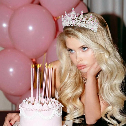 CURASA Birthday Tiara and Sash - Silver Birthday Crown for Women, Perfect for Parties and Celebrations