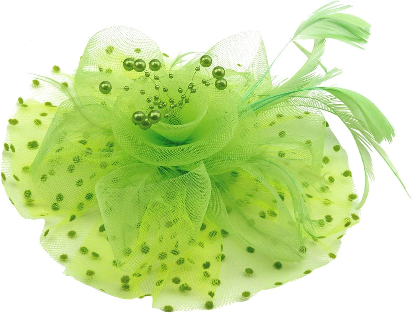 DRESHOW Fascinators Hat Flower Mesh Ribbons Feathers on a Headband and a Clip Tea Party Headwear for Girls and Women - Colors B