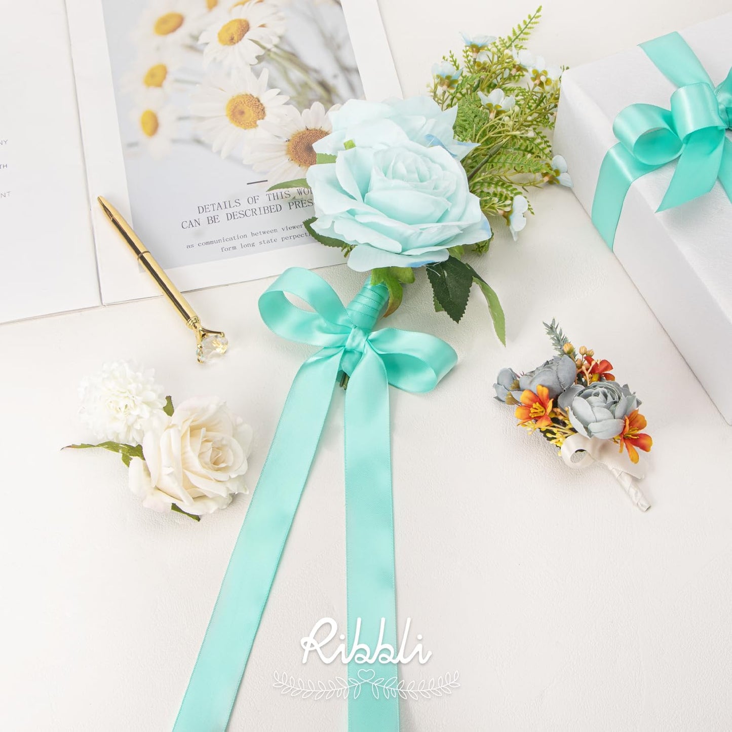 Ribbli Double Faced White Satin Ribbon,3/8” x Continuous 25 Yards,Fabric Ribbon use for Bows Bouquet,Gift Wrapping,Floral Arrangement