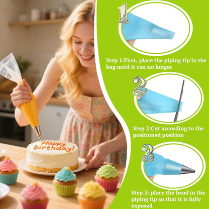 Suuker Round Piping Tips Set, Seamless Stainless Steel Icing Tips Cupcake Frosting Nozzles Small Cake Decorating Tip, Cake Writing Tool for Easy Cake Cupcake Dessert Cookies Decorating, 6 Pieces