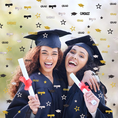 Gold and Black Graduation Confetti 2026, 1000 Pcs Congrats Grad Confetti Class of 2026 Party Table Centerpiece for 2026 Graduation Party Decorations
