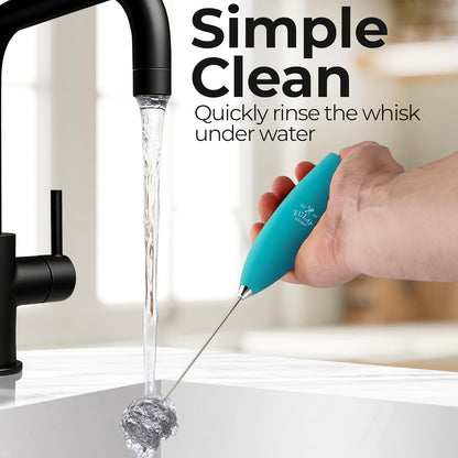 Zulay Kitchen Powerful Milk Frother Wand With Duracell Batteries - Ultra Fast Handheld Drink Mixer - Electric Whisk Foam Maker for Coffee, Lattes, Cappuccino & Matcha - Z1 Motor - Black - Colors C