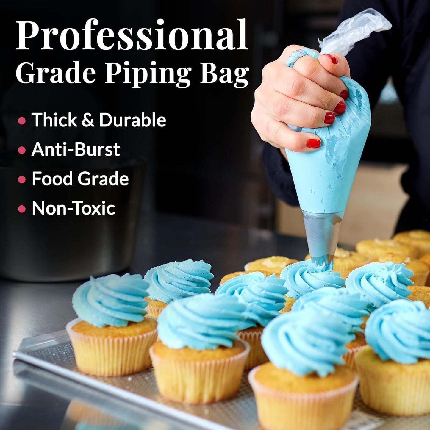Set of 200 - Anti Burst Piping Bags 12 Inch - Prestee Tipless Icing Bags - Durable Frosting Piping Bag Tools - Pastry and Cookie Decorating Supplies