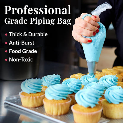 Set of 200 - Anti Burst Piping Bags 12 Inch - Prestee Tipless Icing Bags - Durable Frosting Piping Bag Tools - Pastry and Cookie Decorating Supplies