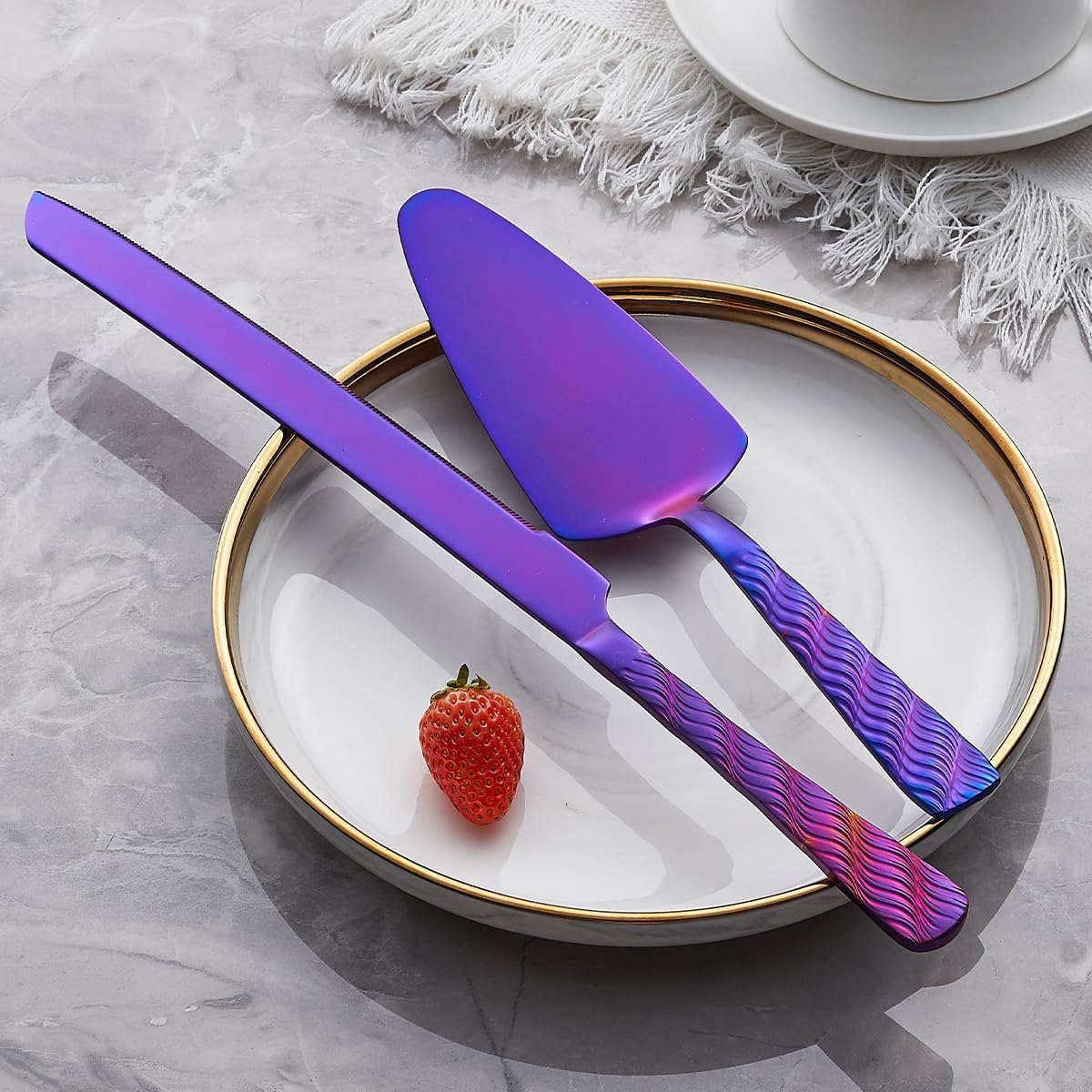 Rainbow Cake Cutting Set, Stainless Steel Cake Knife and Server, Cake Pie Cutter Set for Wedding, Birthday, Party