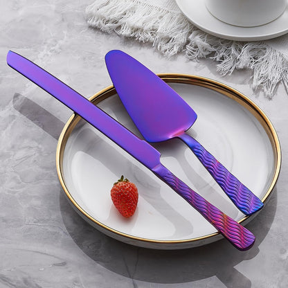 Rainbow Cake Cutting Set, Stainless Steel Cake Knife and Server, Cake Pie Cutter Set for Wedding, Birthday, Party