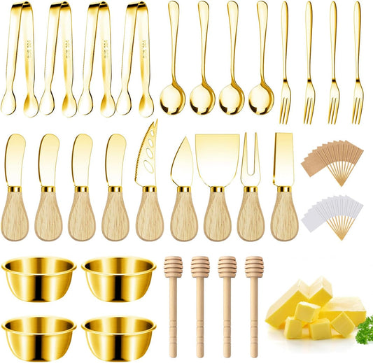 Charcuterie Boards Accessories Charcuterie Utensils Cheese Butter Spreader Knife Set Small Serving Tongs Forks and Spoons Dipping Bowls Honey Dippers Toothpick Flags for Party Platter Making