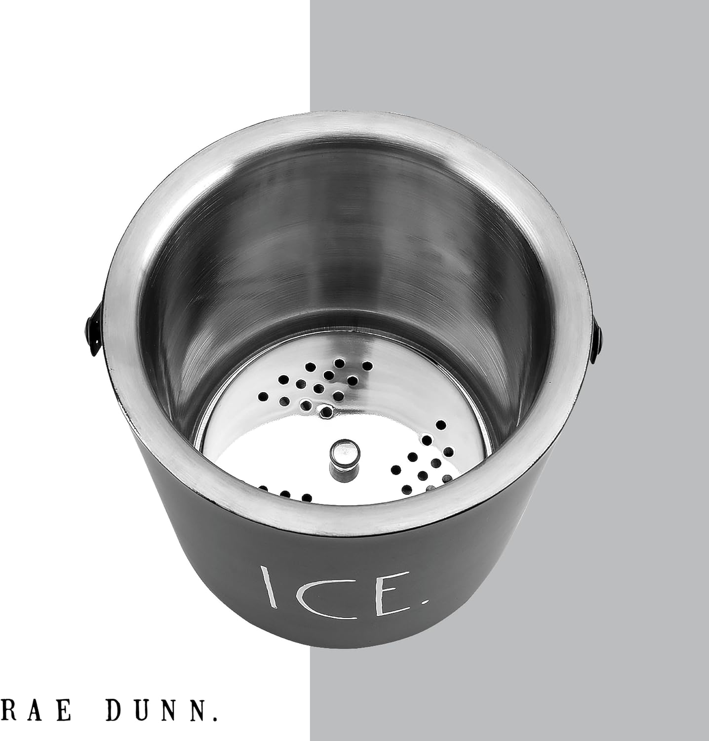 Rae Dunn Ice Bucket with Scoop - Stainless Steel Bucket with Handle, Lid and Ice Scooper - 4 Qt. Storage Bin for Ice Cubes for Bars, Parties, Backyard Barbeques, Picnics, and Camping (Sage)