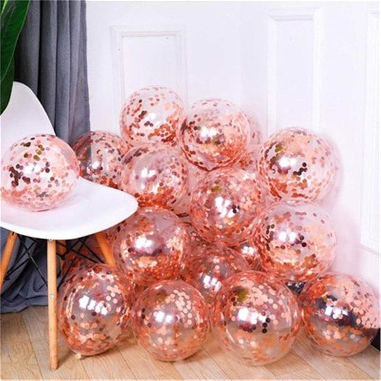 KIRIKOU Pack of 24 Pieces Confetti Balloons 12 Inch Latex Party Balloons for Party Decorations, Wedding, Engagement, Bridal, Birthday and Shower (Black)