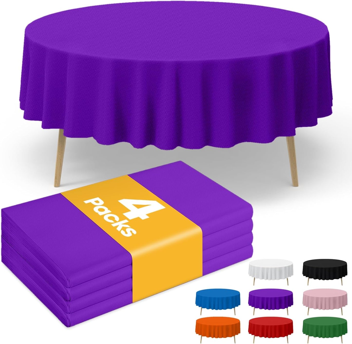 Niuara White Plastic Table Cloth - 4 Pack 54" × 108" Rectangle Disposable Tablecloths for 6FT Tables, Table Cover for Party, Holiday & Gathering Use