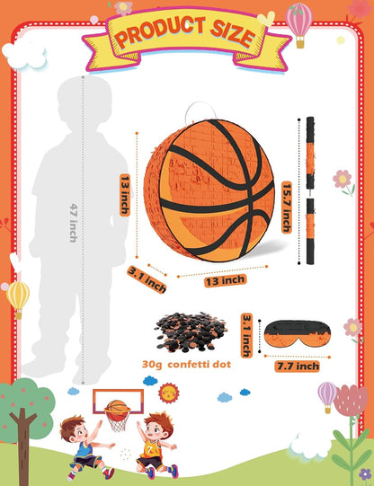 Soccer Piñata – Includes Wooden Stick, Blindfold, and Confetti – 13"x13"x3" – Perfect for Sports Party Decorations and Soccer Pinatas for Birthday Party