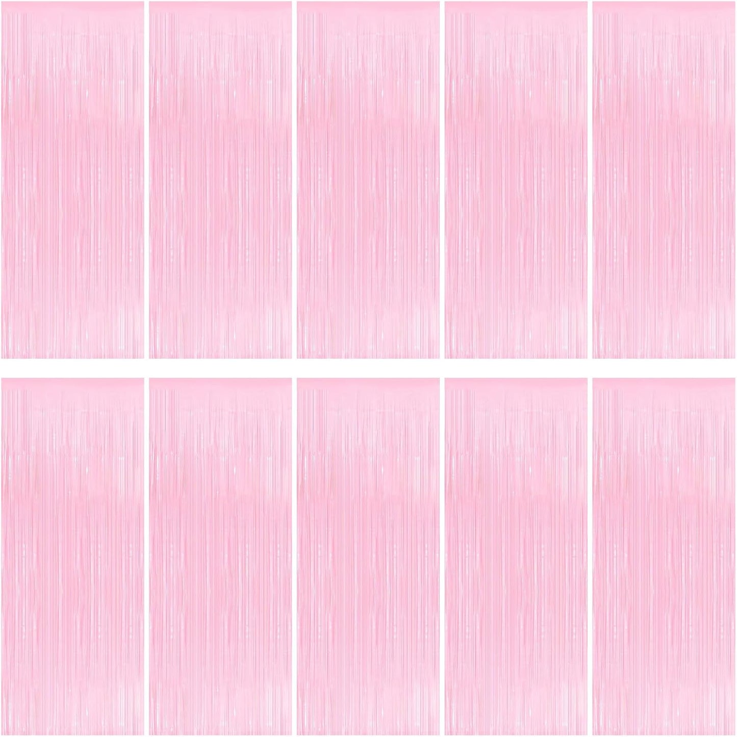 10 Pack Silver Backdrop Curtain 3.2ft x 8.2ft Metallic Tinsel Foil Fringe Curtains Photo Booth Background for Birthday Party Decoration Baby Shower Engagement Wedding Christmas Decoration (Silver)