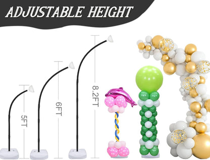 AerWo Balloon Arch Kit with Balloon Pump Electric, 8.2FT & 5FT Half Balloon Arch Stand with Base, Free Bending Balloon Stand Kit for Wedding Birthday Party Baby Shower Graduation Decorations