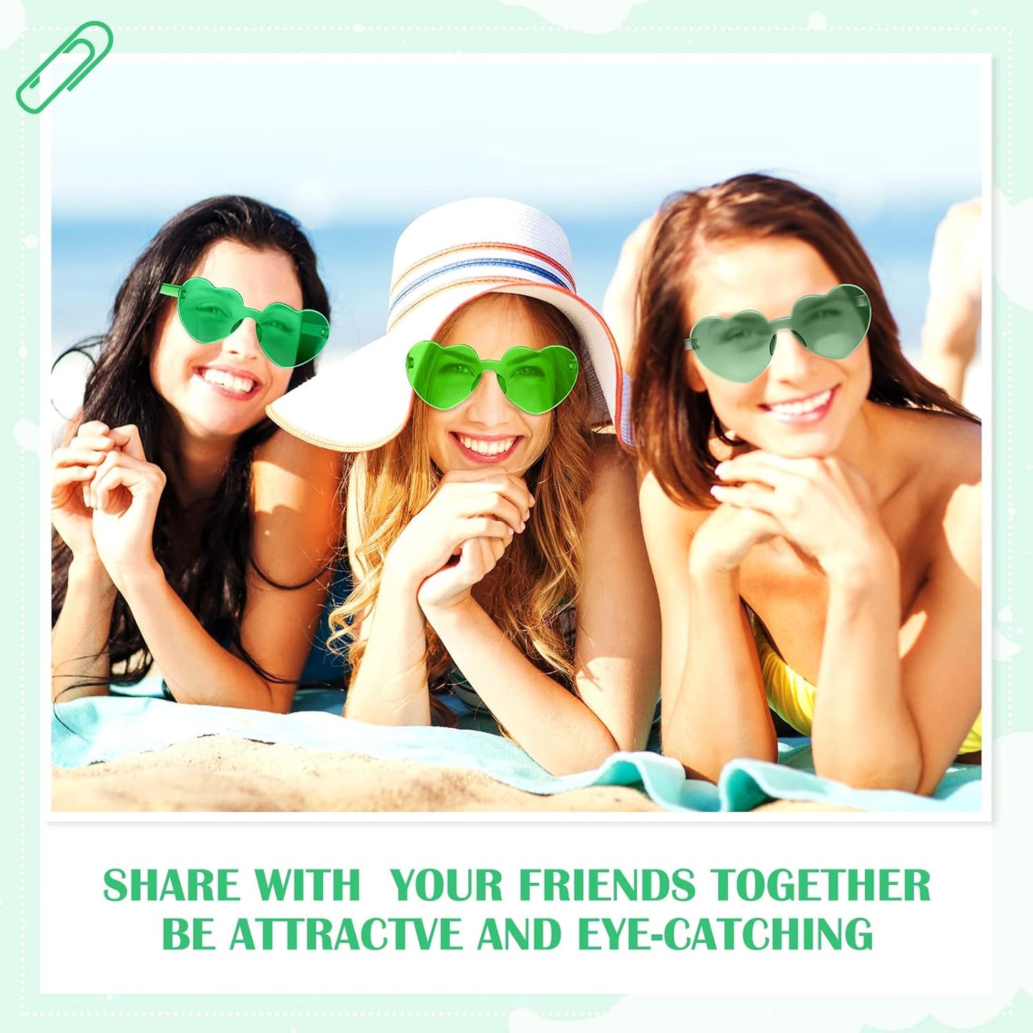 Frienda 8 Pairs Heart Shaped Sunglasses for Women Rimless Heart Glasses Candy Color Sunglasses for Party Favor