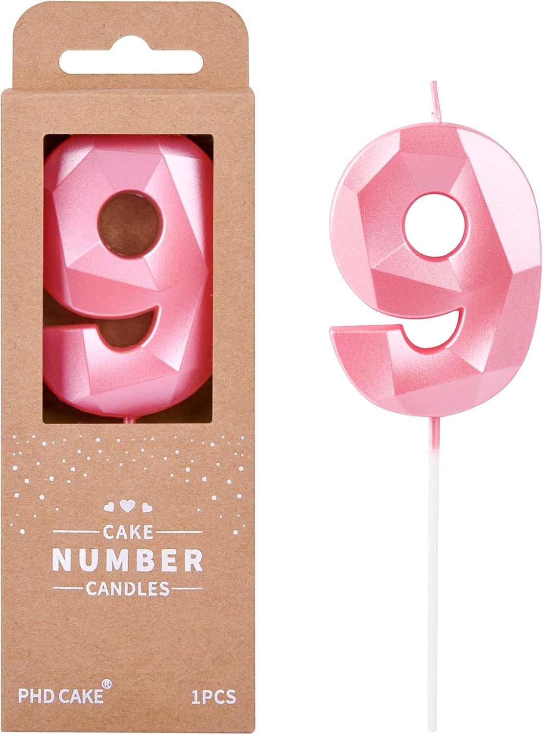 PHD CAKE 2.76 Inch Crystal Black 9 Number Birthday Candles, Black Number Candles, Cake Number Candles, Party Celebration