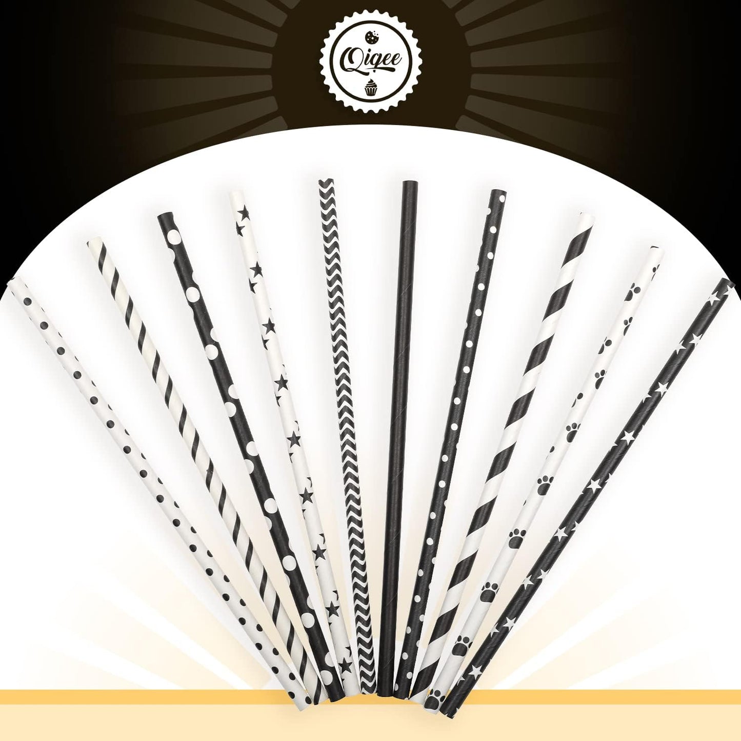 Pink Paper Straws 150pcs Disposable Straws Bulk (10 Pattern) qiqee