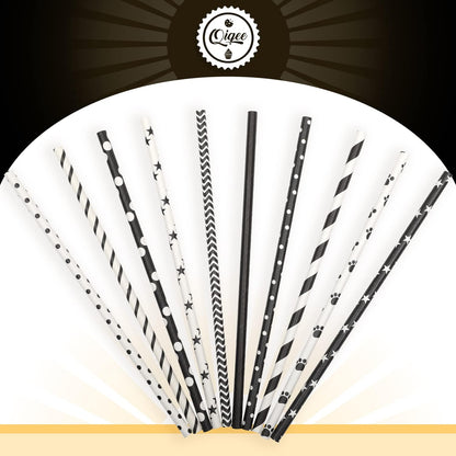 Pink Paper Straws 150pcs Disposable Straws Bulk (10 Pattern) qiqee