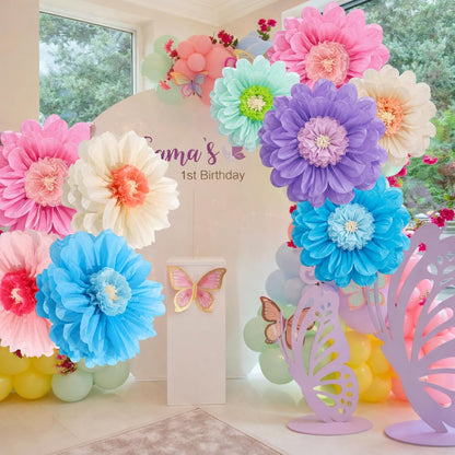 Giegxin 20 Pcs 31.5'', 23.6'', 11.8'', 9.8'' Pink Giant Paper Flower Boho Large Tissue Flower for Wall Pink Pom Pom Floral Decoration for Wall Wedding Bridal Shower Classroom Tea Party Birthday Decor