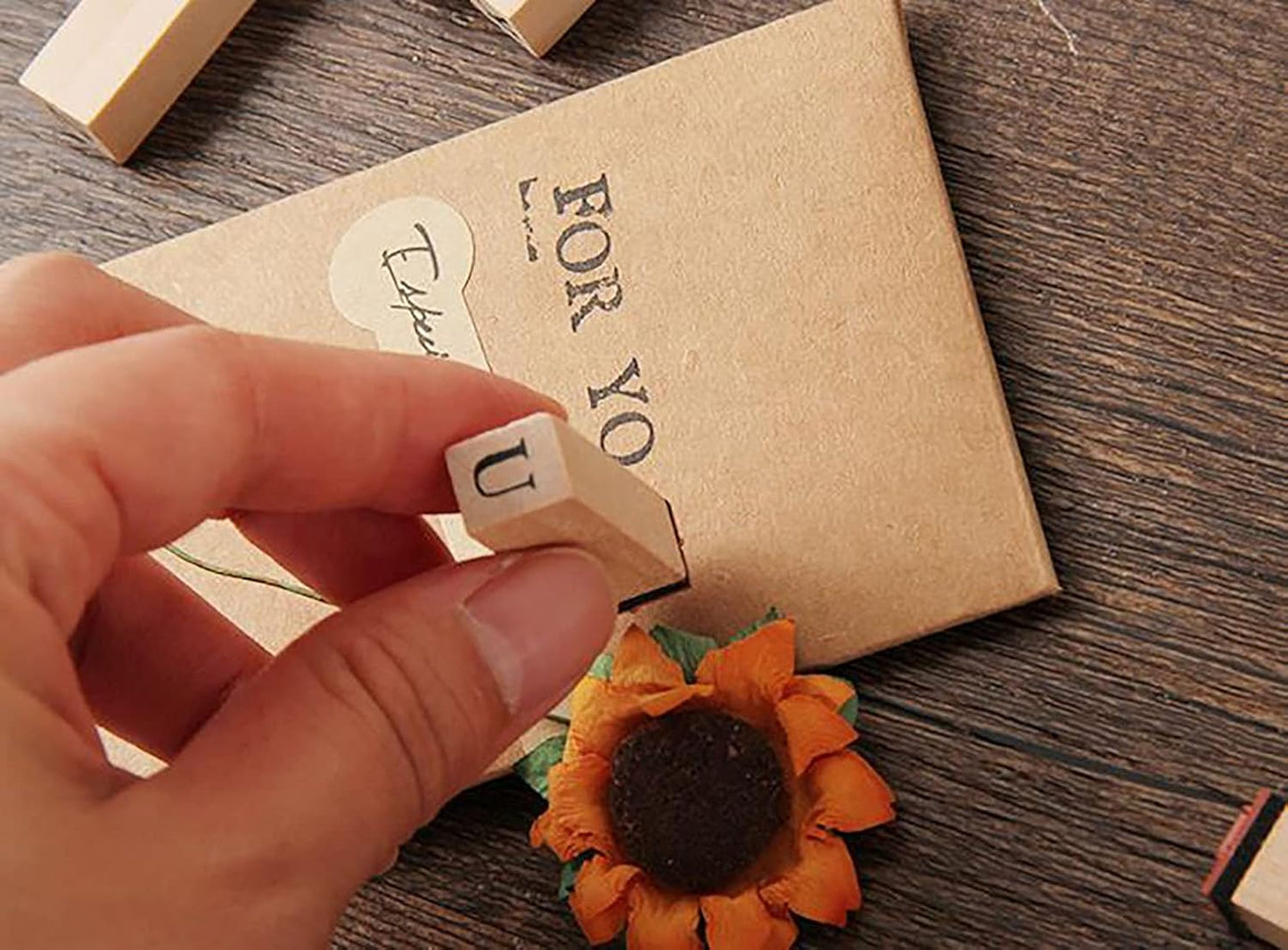 Pack of 36 Pcs Small Wooden Rubber Stamps 0.2 Inch of Letter and Number for DIY Craft Card and Photo Album (B)