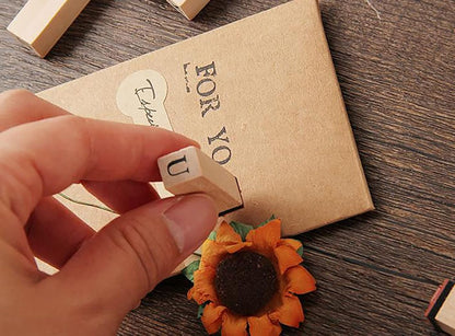 Pack of 36 Pcs Small Wooden Rubber Stamps 0.2 Inch of Letter and Number for DIY Craft Card and Photo Album (B)