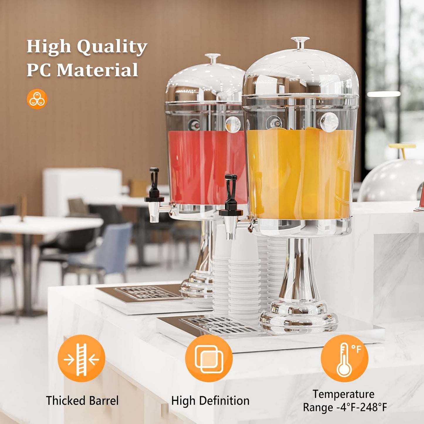 ROVSUN 4.4 Gallon/ 16.6L Drink Dispenser for Parties, Beverage Dispenser with Stand, Drink Dispenser Water Juice Dispenser Stainless Steel with Ice Container, Hot & Cold Drinks for Catering Buffet