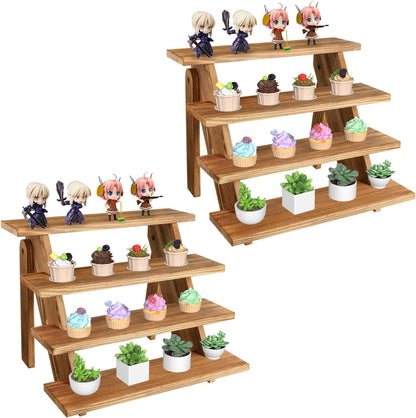 Wooden Cupcake Stand - 4 Tier Cupcake Display Stand, Rustic Tiered Display Stand, Tool Free Installation Cupcake Stand for Baby Shower Decorations Birthday Party Supplies