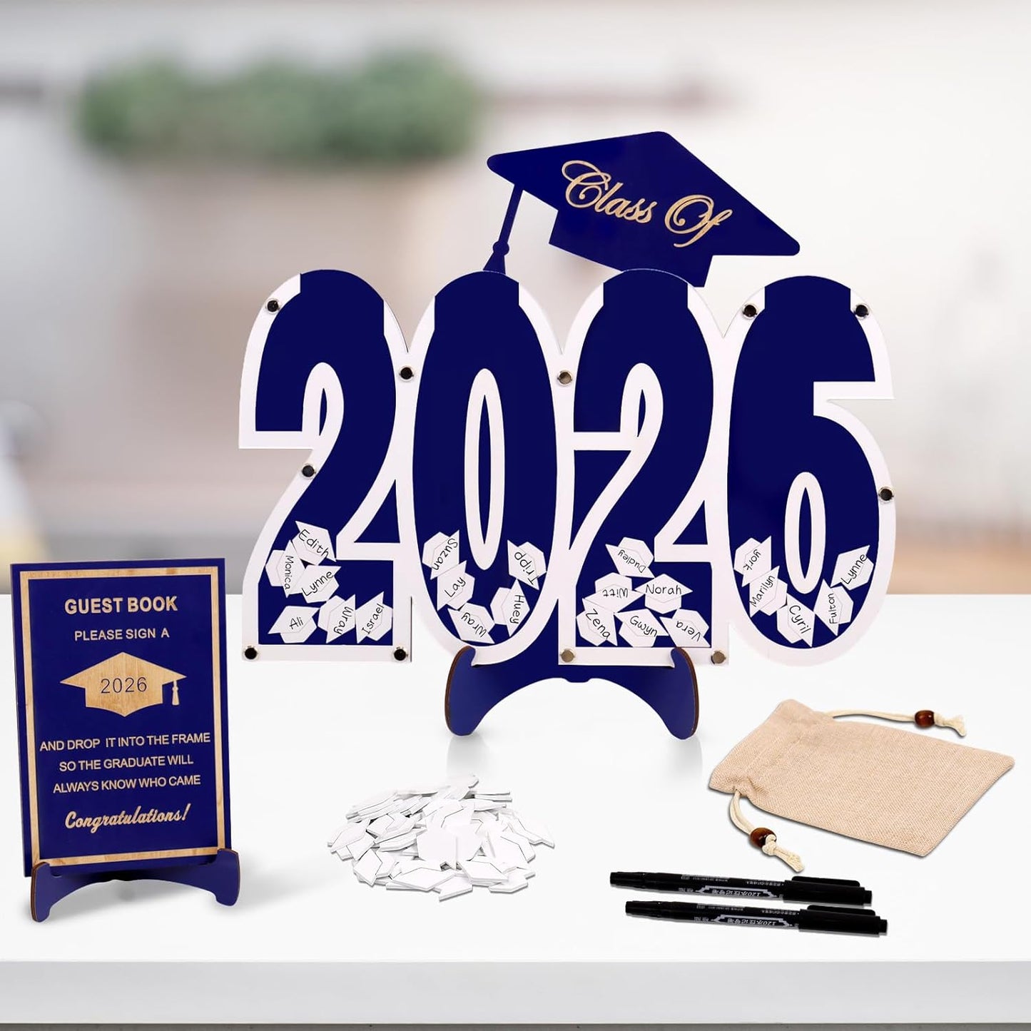 2026 Graduation Guest Book Alternative, Black Happy Graduation Party Decorations, Class of 2026 Congrats Graduates Signature Guestbook Gifts for College High School Students Friends Men Women