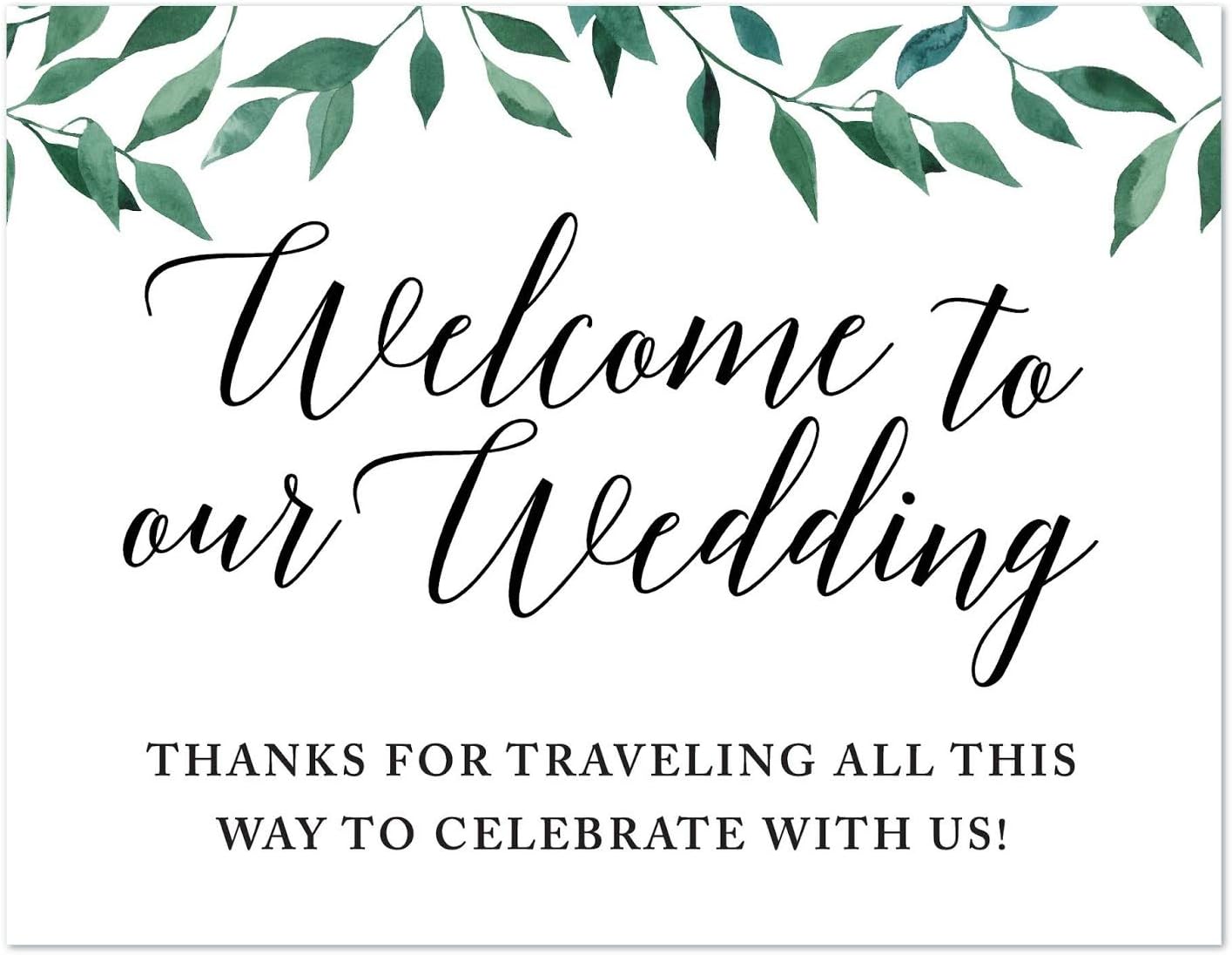 Andaz Press Wedding Party Signs, Natural Greenery Green Leaves, 8.5x11-inch, Bridal Shower Scavenger Hunt, 1-Pack - Colors B