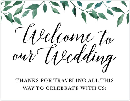 Andaz Press Wedding Party Signs, Natural Greenery Green Leaves, 8.5x11-inch, Bridal Shower Scavenger Hunt, 1-Pack - Colors B