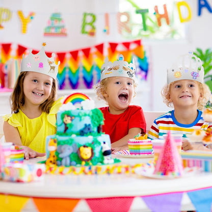 Thenshop 120 Pcs White DIY Paper Crowns for Kids to Decorate Blank Birthday Party Decoration Crowns for Kids Princess Queen(Stylish Style)