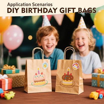 YEEHAW 24 Pack Small Gift Bags 5.8"×3.2"×8.25" Kraft Paper Bags with Handles, Party Favor Bags Bulk for Kids Birthday, Baby Shower, Crafts, Wedding, Party (6 Colors)