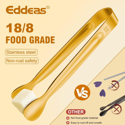 EDDEAS 12 PCS Small Serving Tongs, 4.3" Mini Gold Tongs, Gold Kitchen Tongs for Serving Food, Coffee Bar, Tea Party, Desserts Party and Ice Bucket