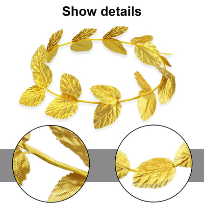 meekoo 6 Pieces Laurel Wreath Headband Greek Roman Leaf Crown Headpiece for Women Men Toga Costume Wedding Headwear (Gold)