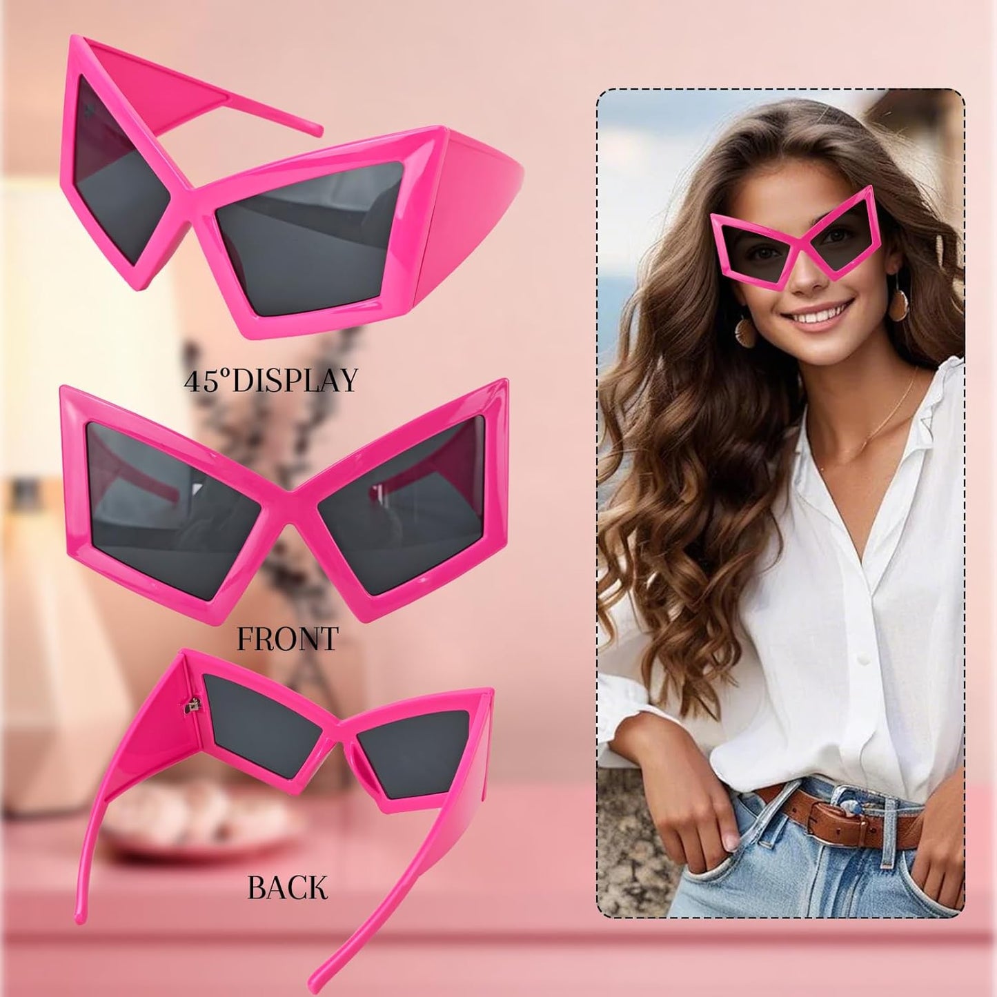 Funny Oversized Party Glasses Sunglasses Max Width 5.9", Hilarious Costume Accessories for Birthdays, Dance Parties