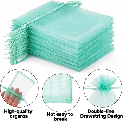 joycraft 50Pcs Organza Bags, 2x3 inch Gift Favor Bags, White Wedding Favor Bags, Jewelry Pouches with Drawstring, Mesh Bags Drawstring for Jewelry, Festival, Makeup, Candy, Desserts
